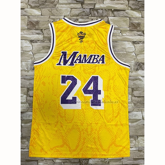 Camiseta Los Angeles Lakers Kobe Bryant NO 24 Mamba Amarillo